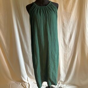 Kona Sol 100% Cotton Dark Green/Turquoise Midi Beach Coverup Women’s Size S/M